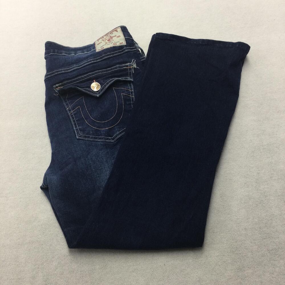 True Religion Becca Jeans Womens 30 Blue Dark Mid Rise Bootcut Stretch 32x31